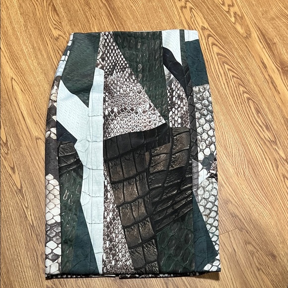 Yigal Azrouel Dresses & Skirts - Yigal Azrouel Green and Brown Patchwork Pencil Skirt